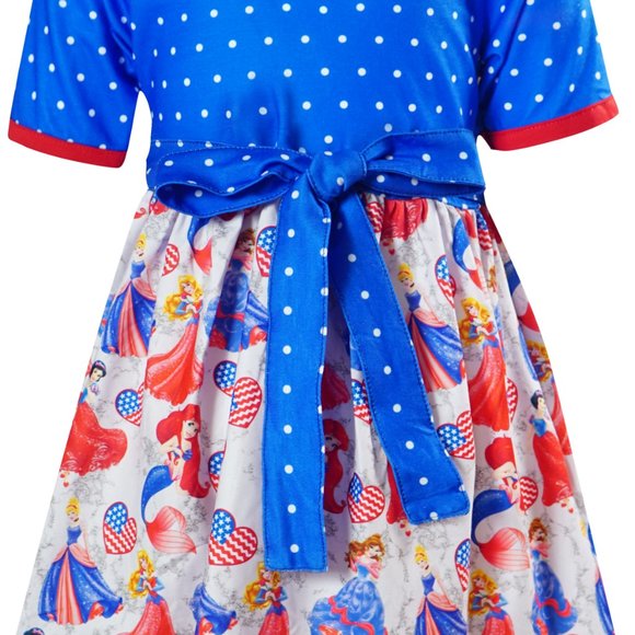 NWT Baby Toddler Little Girls 4th July Disney Princesses Patriotic Dress - Picture 2 of 4
